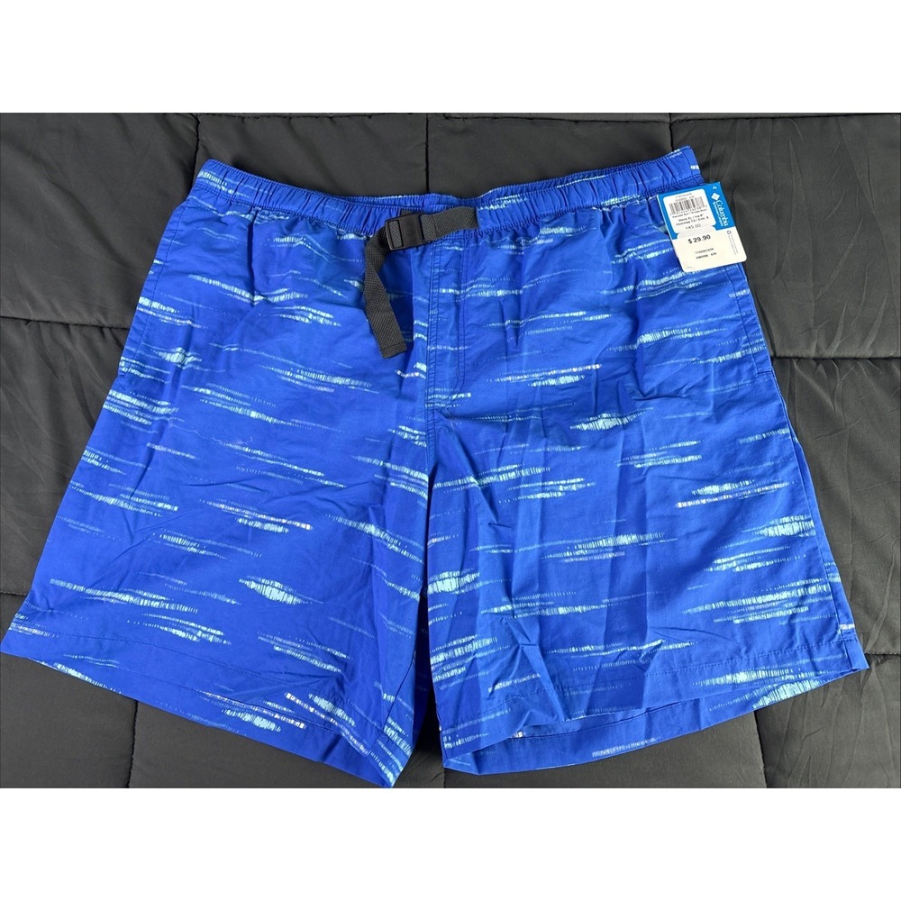 Columbia Flatwater Run Swim Shorts XL Blue Print 8inch‎ Inseam Belt